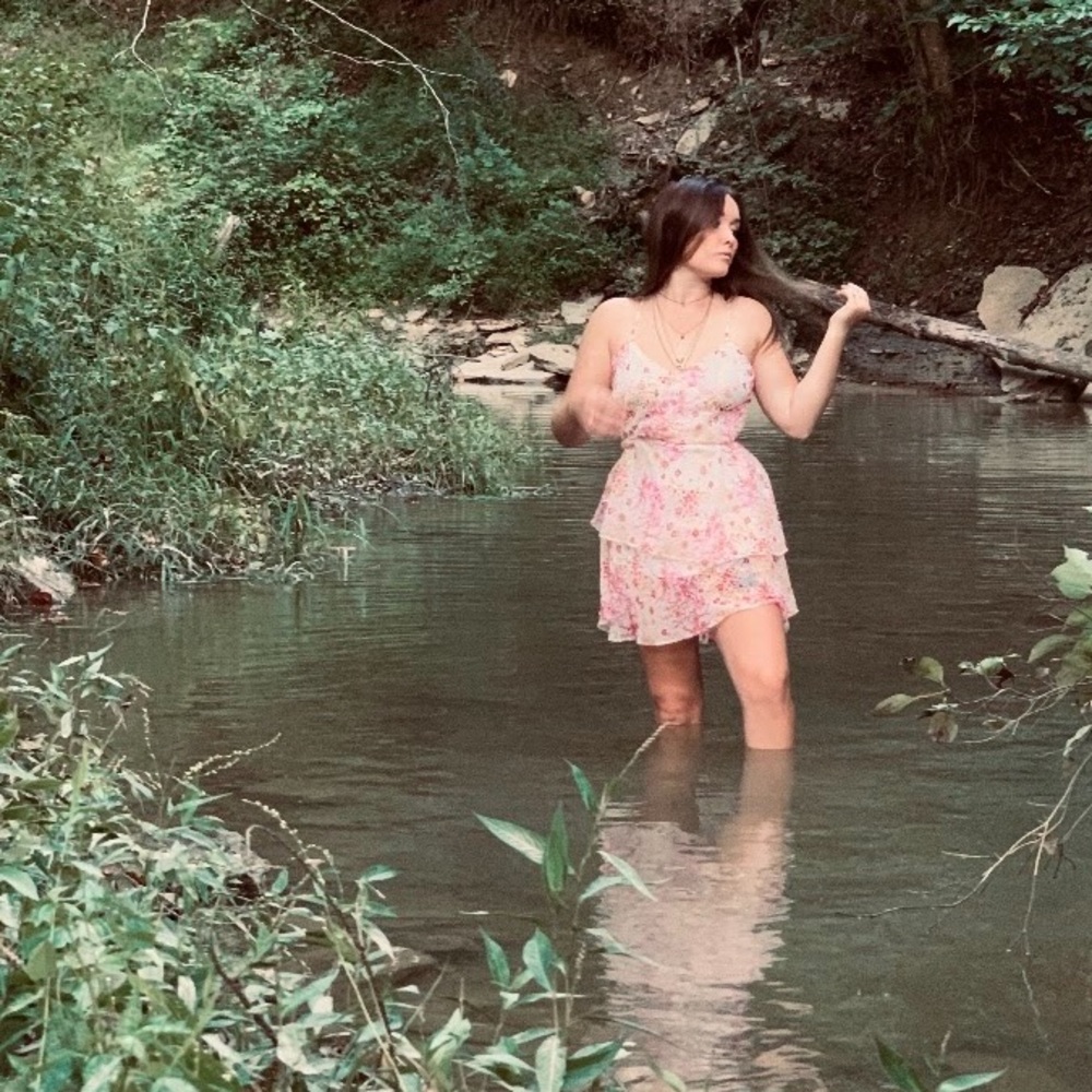 Tiered pastel floral sundress